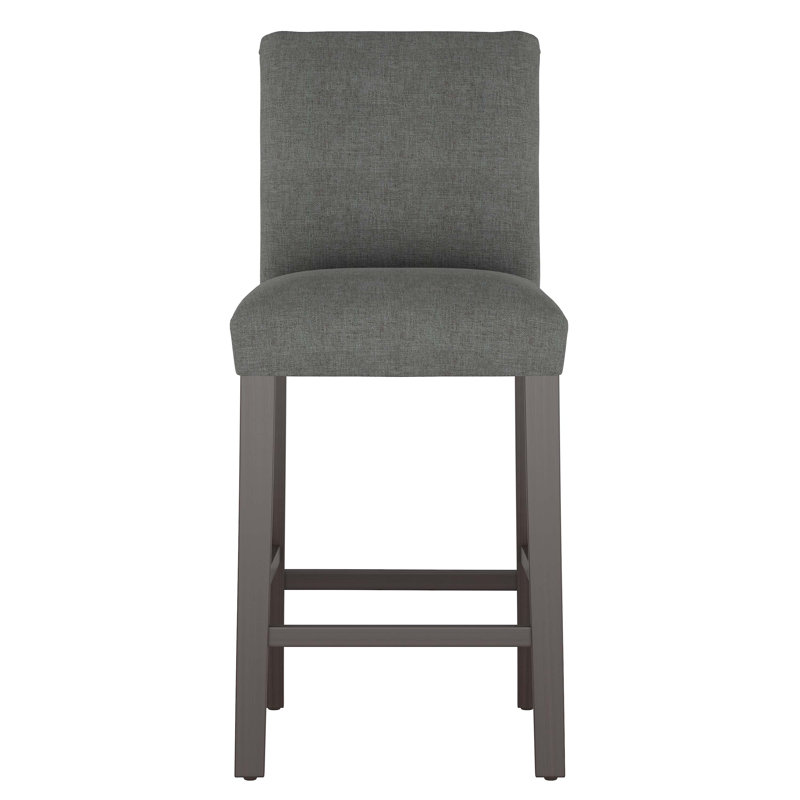 Tabouret de bar et de comptoir Hadrien, Tabouret de bar (siège d'une hauteur de 31 po), Lin texturé gris anthracite Zuma