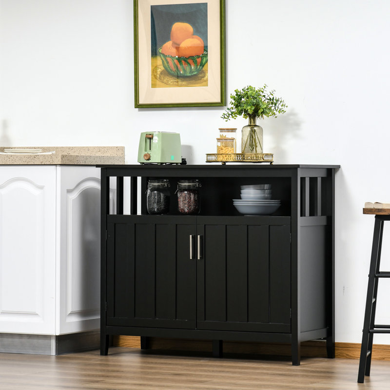 Buffet café avec tablettes intérieures réglables et 2 portes, armoire de cuisine noire pour vestibule ou salon, construction, l 41,75 po x P 17,75 po H 35,5 po