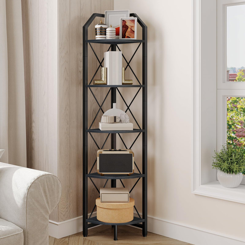 Industrial Corner Bookshelf, Black