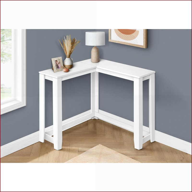 Table basse en stratifié blanc peu encombrante - Design d'angle contemporain pour le salon et les petits espaces, Blanc