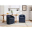 Fauteuil de salle à manger rotatif 360 ° en tissu de chenille avec coussin et roulettes, bleu pour l'intérieur-176255485