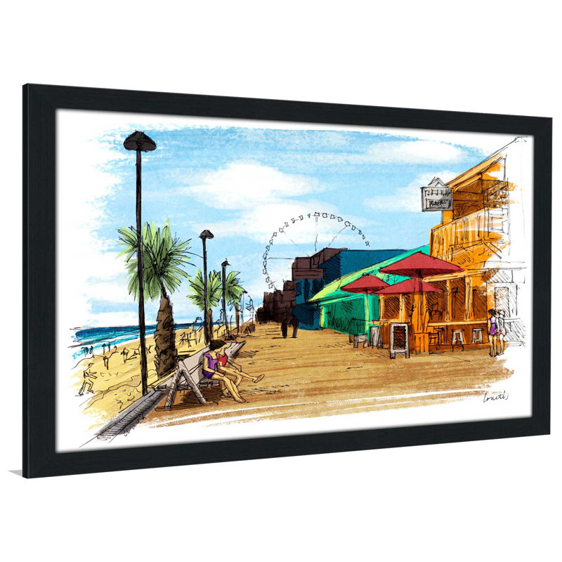 " On The Boardwalk In Colour " by Lanie Loreth, 33.5" H x 49.5" W x 1" D, Espresso Framed