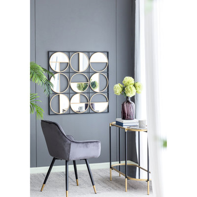 Black Metal Beaded Wall Mirror, 35.6", Creating A Cozy Bedroom, Living Room & Entryway Captivating