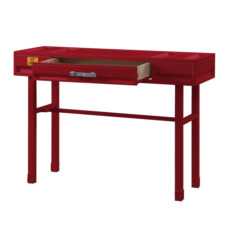 Bureau de coiffeuse rouge à 1 tiroir - option attrayante de style industriel