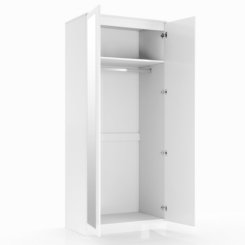 2 Door Manufactured Wood Wardrobe, White