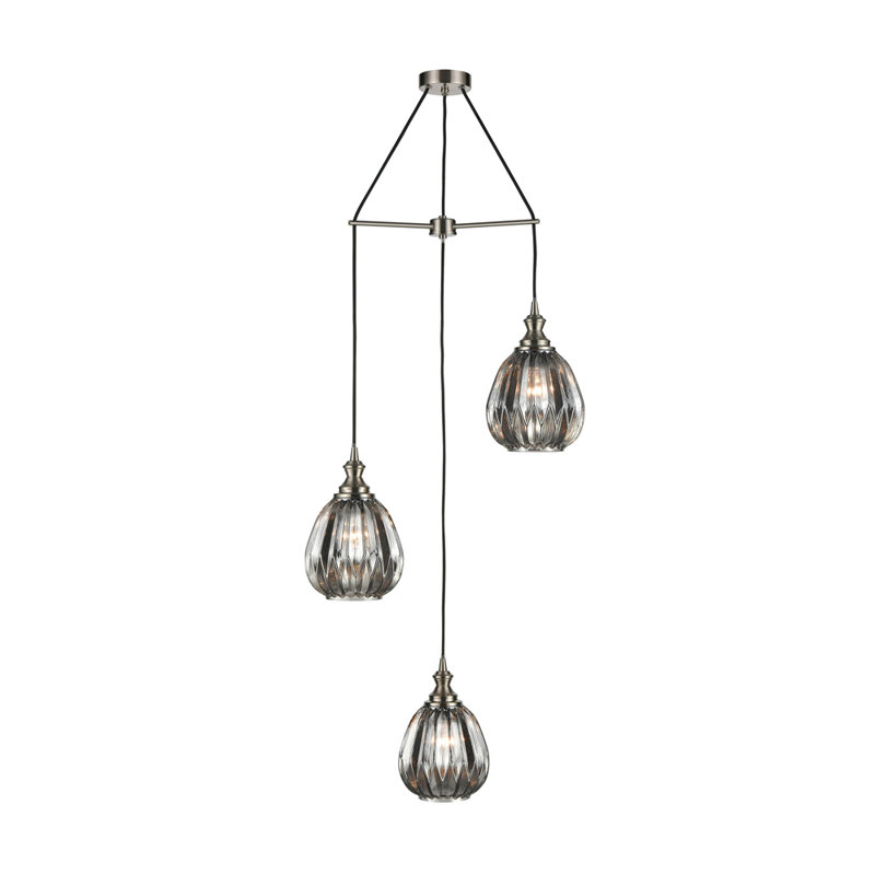 Armina 3 - Light Cluster Pendant, Black/Silver, Smoked Grey
