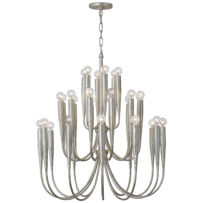 Julie Neill 30 - Light Chandelier, 34" H x 30" W x 30" D, Burnished Silver Leaf