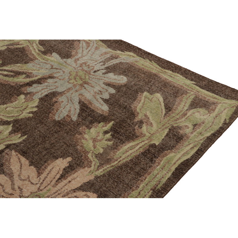 Distressed Homage Hand Knotted Wool Floral Area Rug, Rectangle 15' x 24'