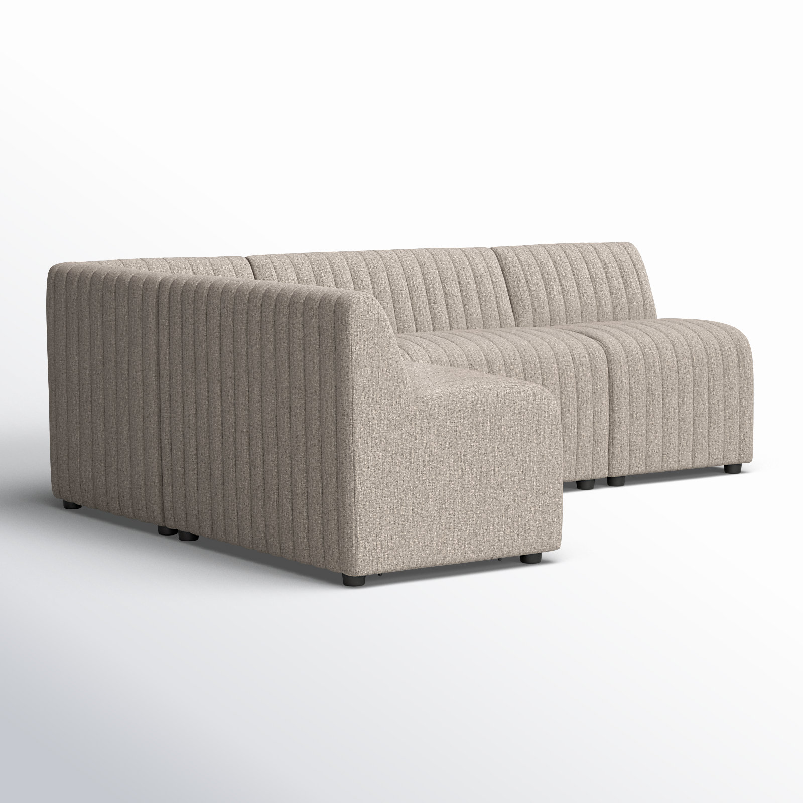 Brandt Modular Upholstered L-Sectional, Beige Polyester,  31.5" H x 91.5" W x 66.5" D