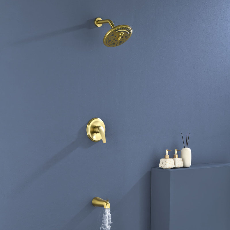 All-In-One Kit with Rough in-Valve, Brushed Gold