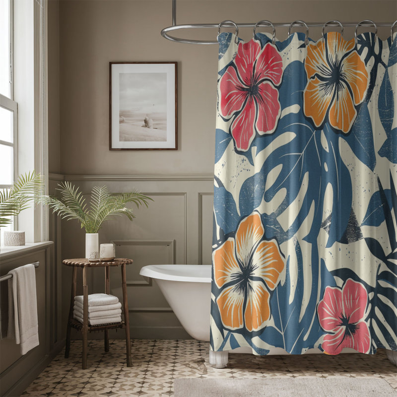 Tropical Textiles - Rideau de douche standard 1 pièce, H 74 po x l 71 po