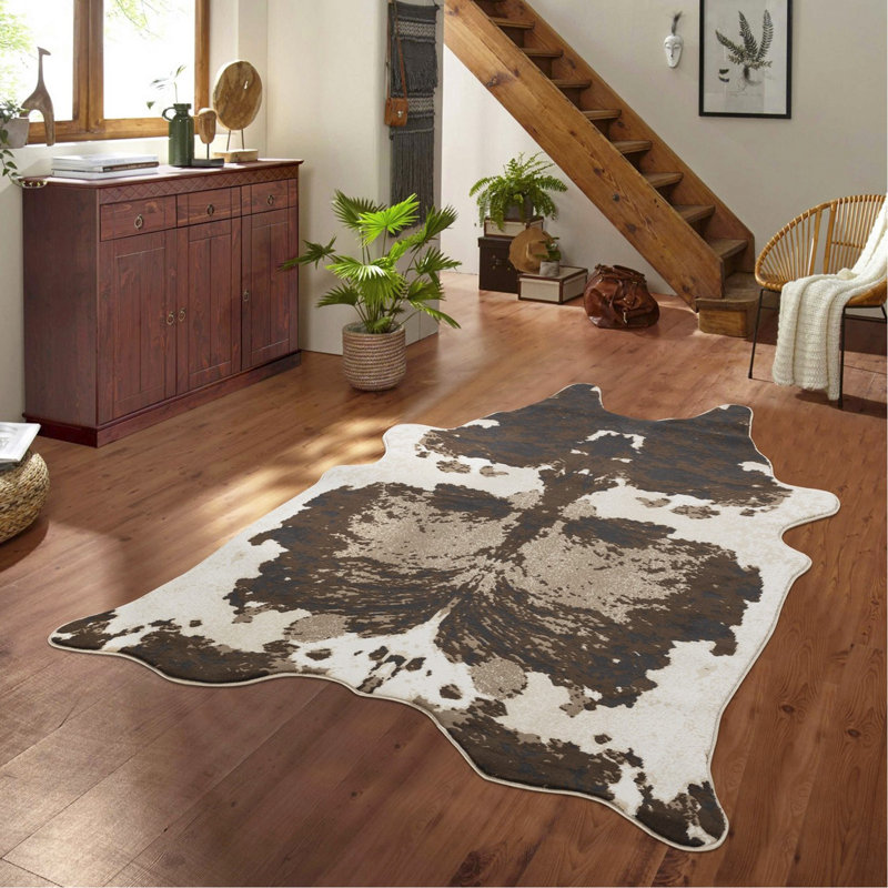 Tapis brun 5 pi x 7 pi, Brown+beige