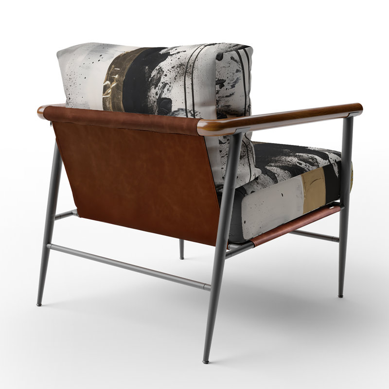 Peinture géométrique abstraite géométrique or - Fauteuil rembourré avec accents abstraits, Noir