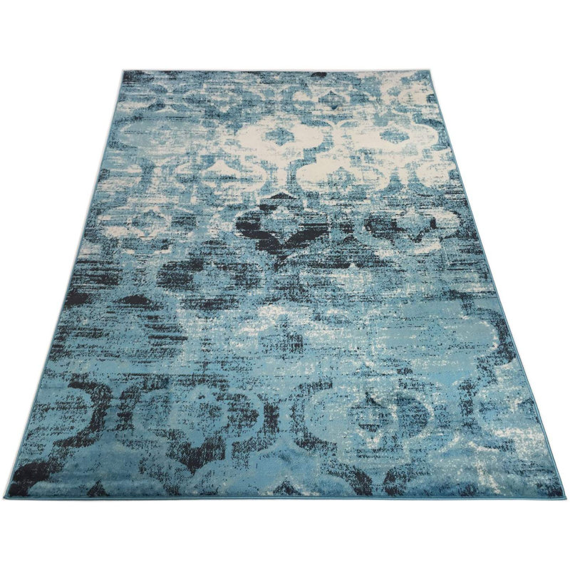 Tapis bleu océan délavé 8 pi x 10 pi, Rectangle 8 pi x 10 pi