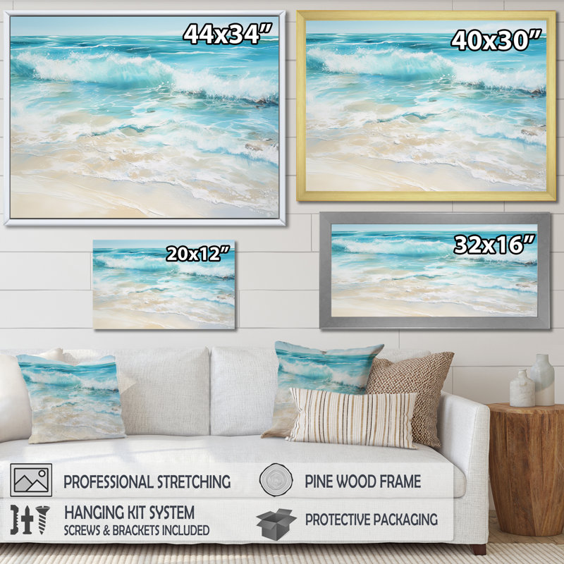 «Ocean Charm», art mural océanique, Cadre doré simple, H 12 po x l 20 po x P 1 po