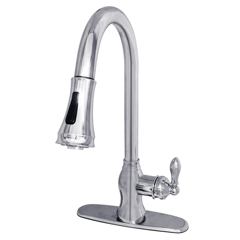 Kingston Brass American Classic Single-Handle Pull-Down Kitchen Faucet, Polished Chrome