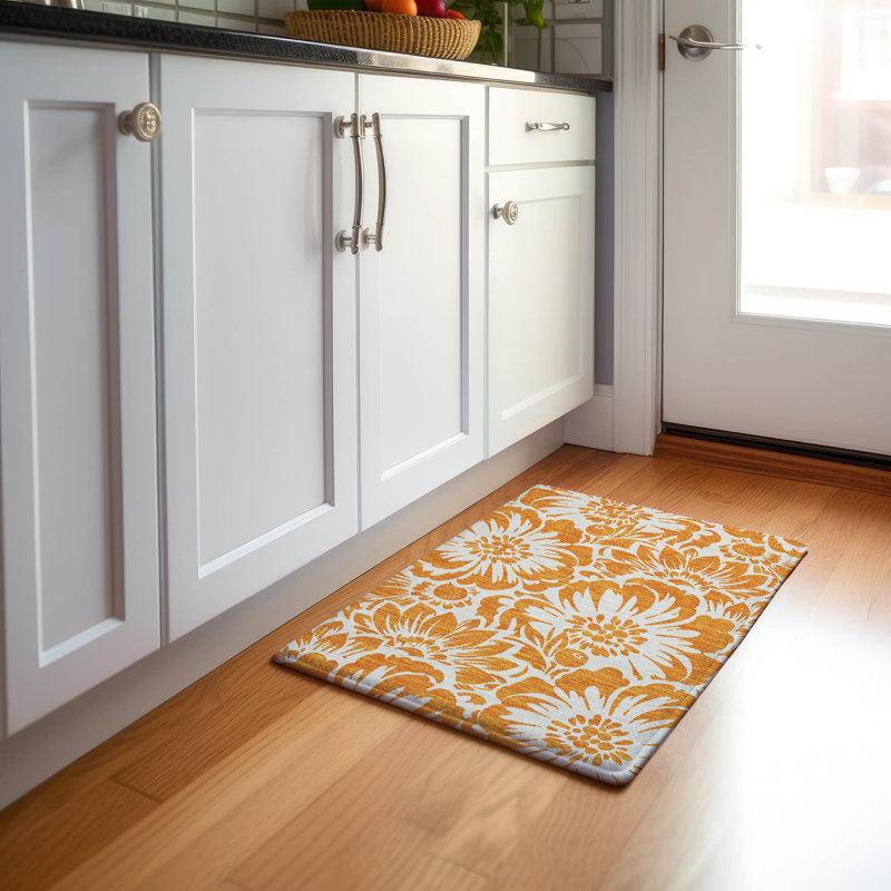 Premium Machine Washable Cerrito AMF551 Orange Rug, Rectangle 1'8" x 2'6"