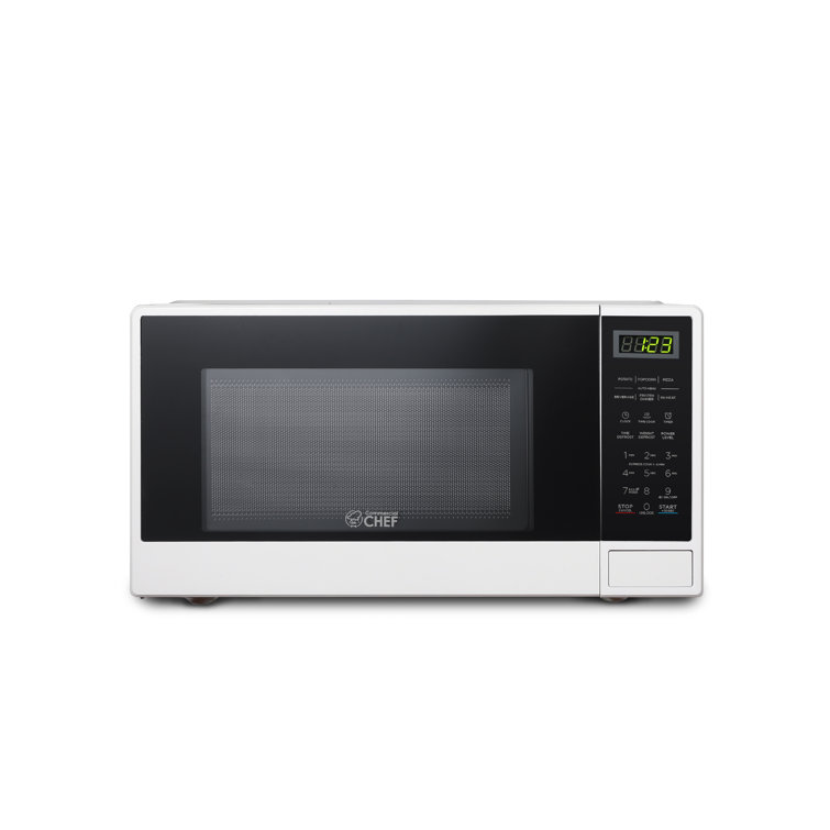 COMMERCIAL CHEF 1.1 Cu Ft Microwave with 10 Power Levels, Small Microwave with Push Button