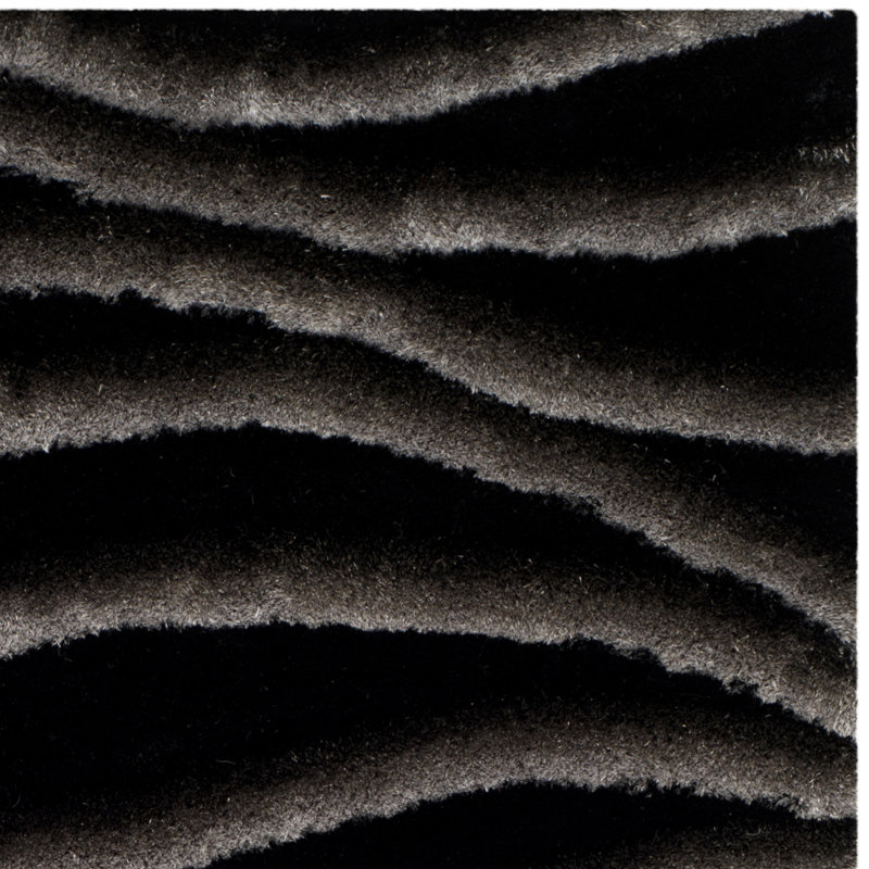 Tapis noir / gris touffeté à la main Andu, Rectangle 2 pi 6 po x 4 pi