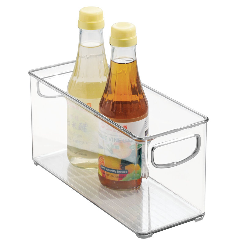Petit bac de rangement empilable en plastique recyclé avec poignées intégrées iDesign, collection Linus - 10 po x 4 po x 5 po, transparent