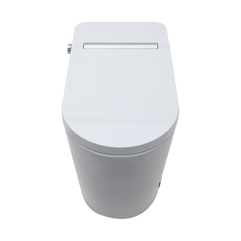 Toilette intelligente avec bidet intégré, ouverture et fermeture automatiques, siège chauffant allongé, capteur de pied encastré, affichage DEL, lavage à l'eau chaude, sécheuse, veilleuse