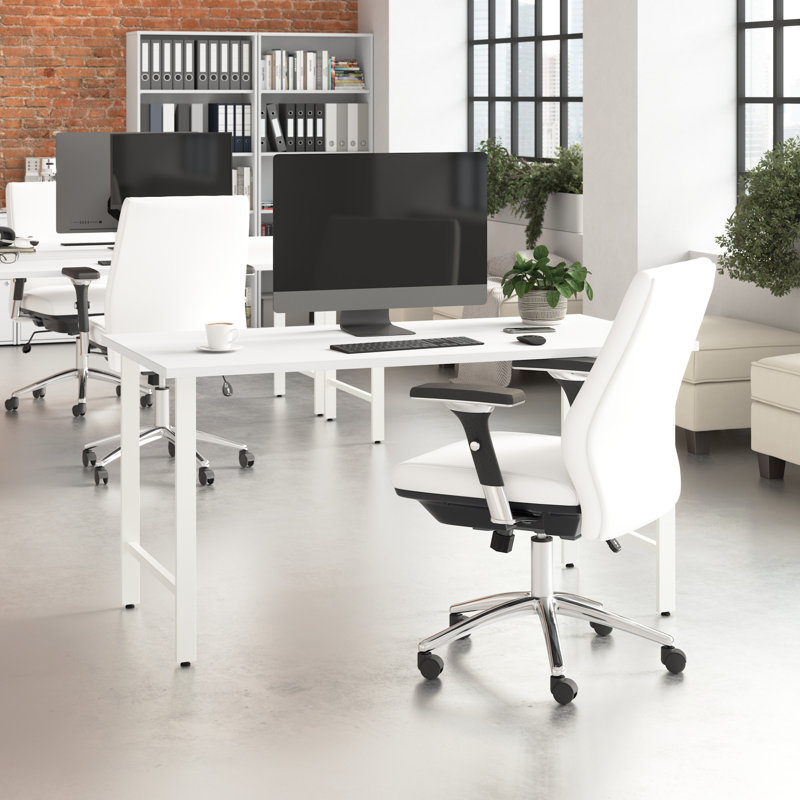 Hustle Writing Desk, White/White, 30.07" H x 59.44" W x 29.37" D