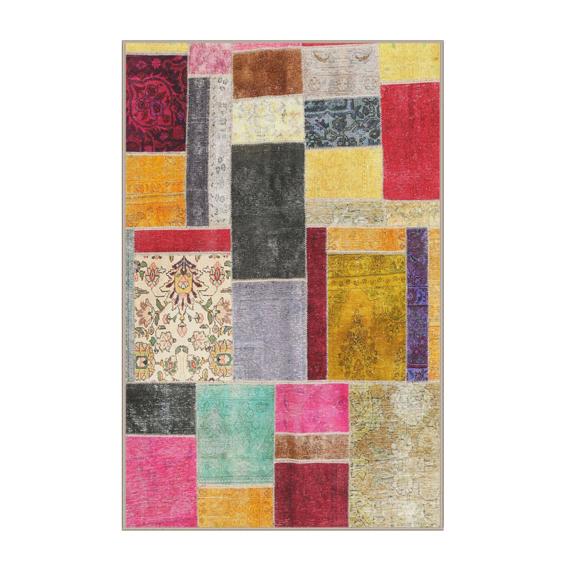 Tapis rouge / jaune / vert Swinsley, Rectangle 5 pi x 7 pi