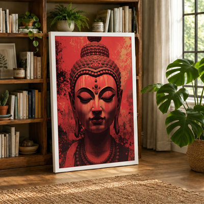 Buddha in Red Vintage - Wrapped Canvas