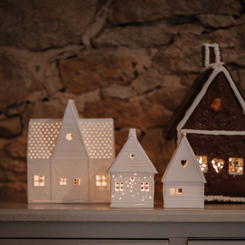 Village House Porcelain Village Gingerbread House Set - 3 Pieces