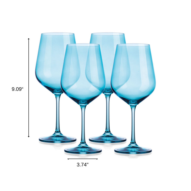 Ensemble de quatre verres à vin rouge, Blue