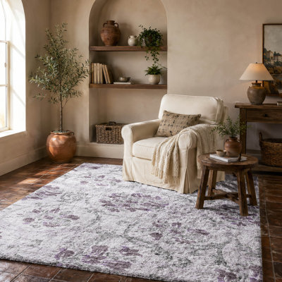 Tapis Dream Shag ADS766 de qualité supérieure, lavable à la machine et à motif floral
