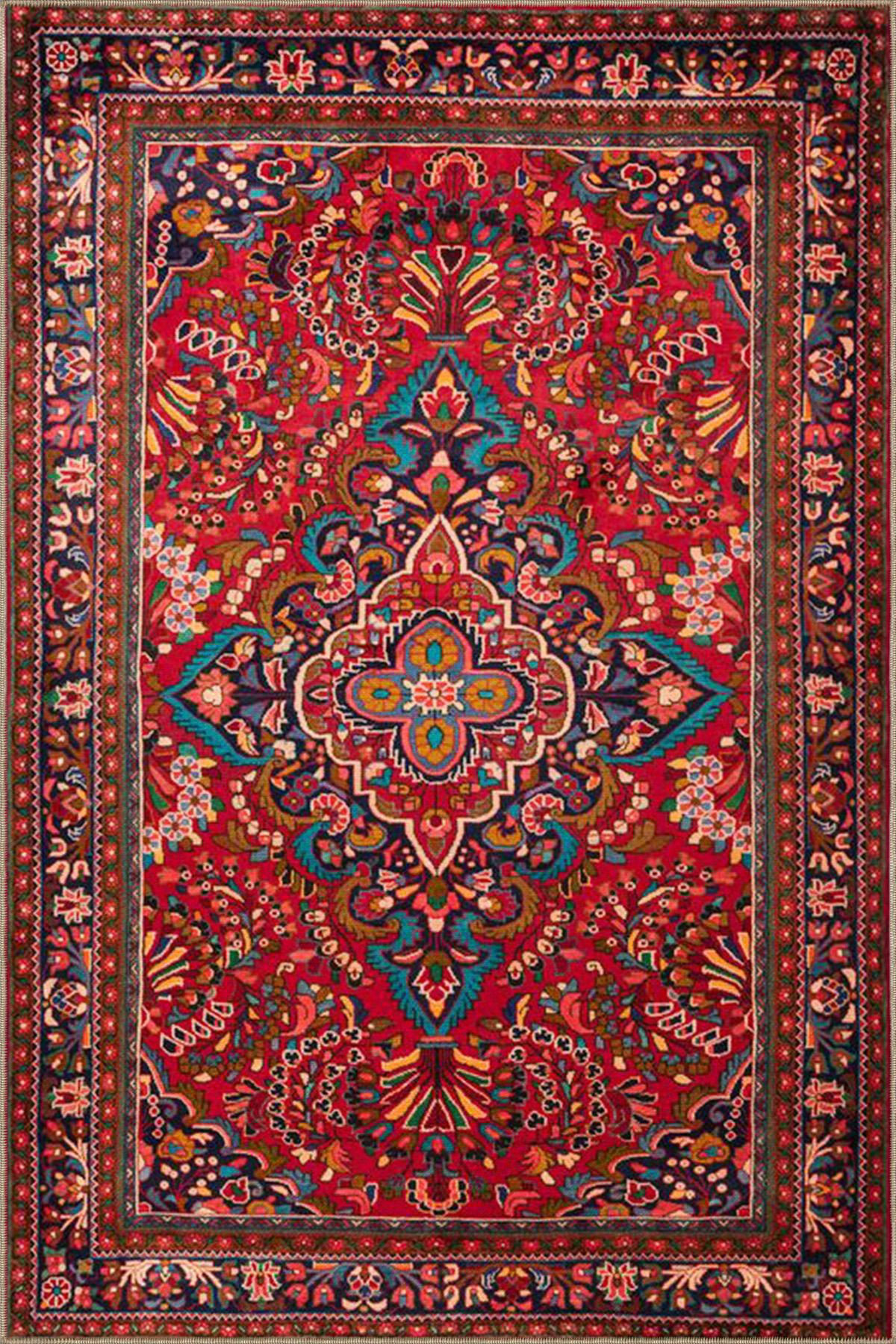 Red Rug Traditional Design Hokku Designs Red Color Traditional Modern Woven Base Decorative Rug ...