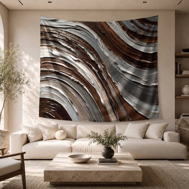 Tapisserie murale horizontale en noyer rayé, 26 po x 36 po