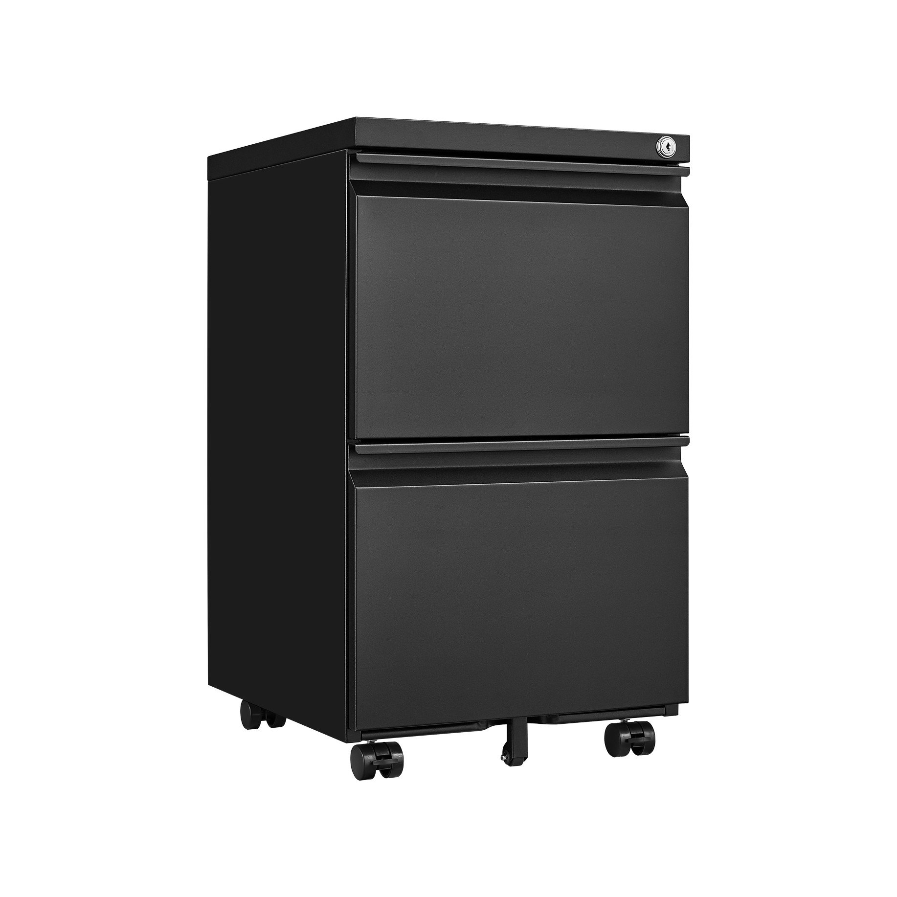 Banior Metal 2 Drawer Filing With Lock, Under Desk Rolling For