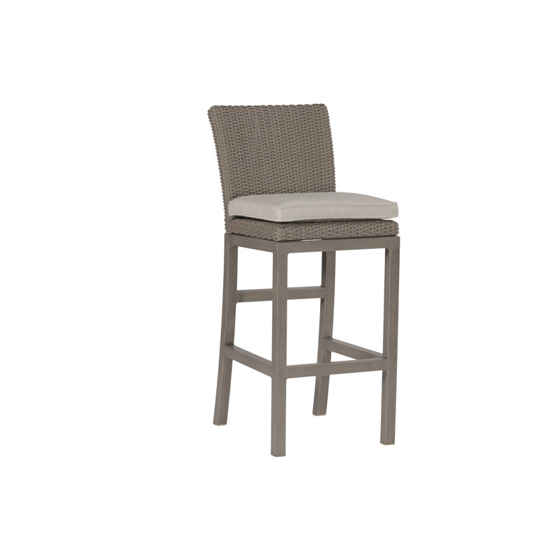 Rustic Wicker 30.5" Bar Stool with Cushion