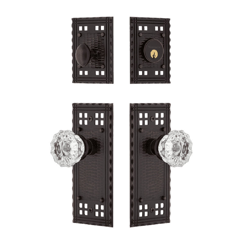 Nostalgic Warehouse Craftsman Entry Set with Crystal Knob, Timeless Bronze, 2.75