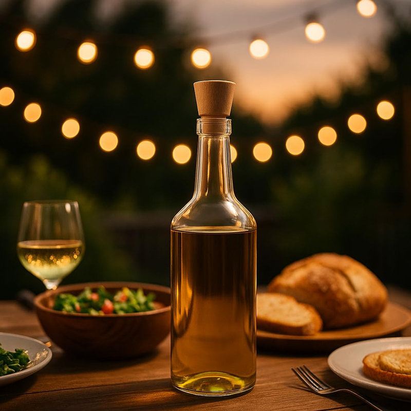 Lot de 2 bouteilles en verre de style Édimbourg de 750 ml / 25,3 oz avec bouchon en liège italien – Bouteilles à fond épais de qualité supérieure pour whisky, vin, huile d'olive, vinaigre balsamique, infusions, amers et sirops à cocktails