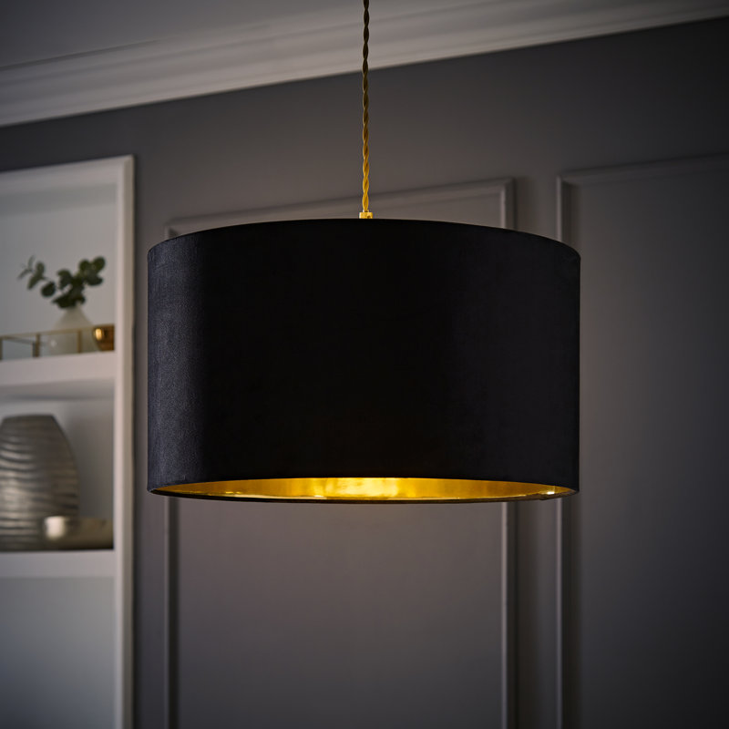 Ajua Drum Lamp Shade ( Slip-On ), 25cm H x 45cm W x 45cm D, Black