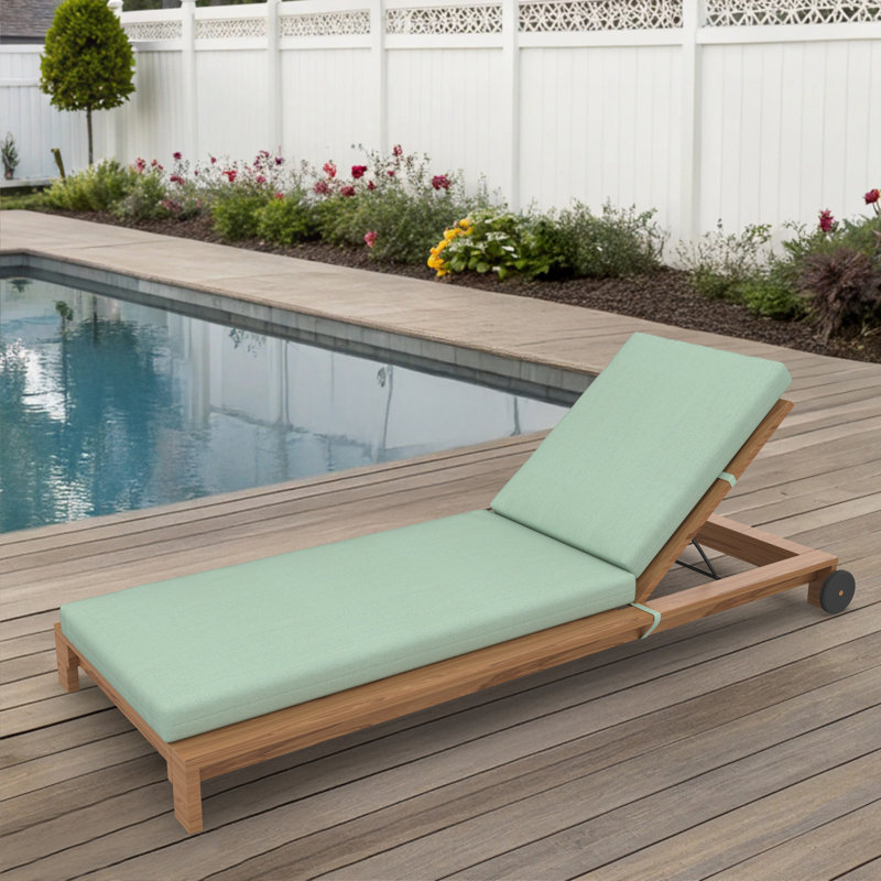Amala Sunbrella® Outdoor Chaise Lounge Cushion, 22" x 24"/24.5" x 52.5", Canvas Spa Sunbrella® Canvas