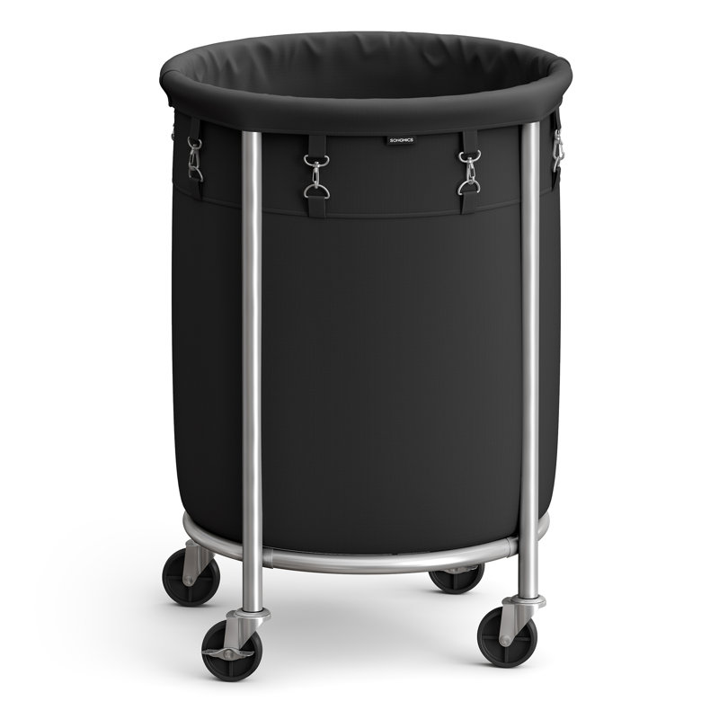 Rolling Laundry Hamper, Black/Silver