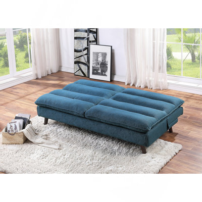 Casual Living Room Furniture 1pc Elegant Lounger Blue Textured Fabric Upholstered Sleeper Sofa Multifunctional