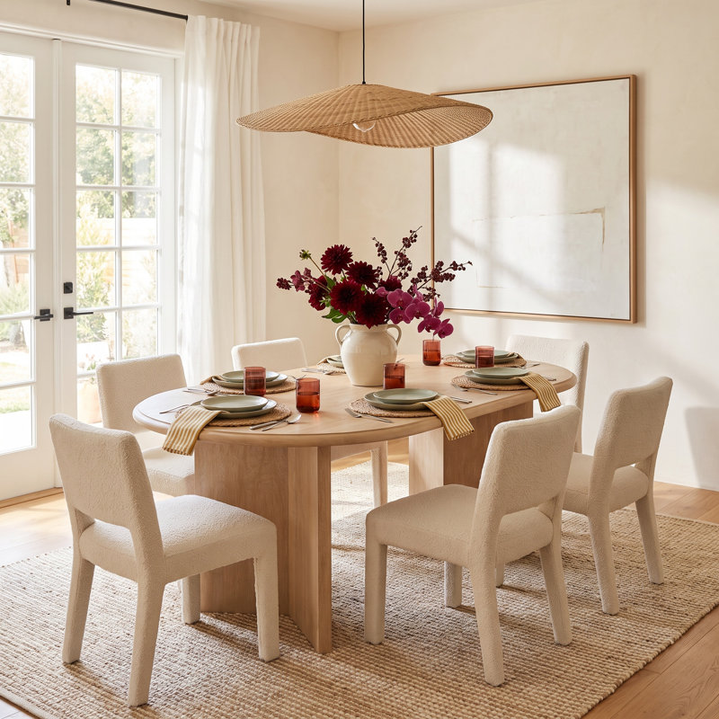 Brix Oval Solid Wood Base Dining Table, Natural
