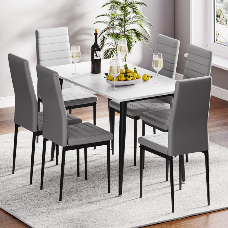 Dining Set, White / Black, Grey