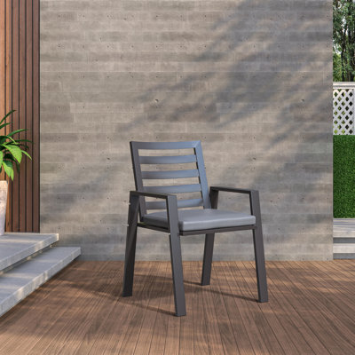 Letendre Modern Patio Armchair – Outdoor Dining Chair, Mid-Century Aluminum Garden Seat with Cushions for Patio, Deck, Balcony & Backyard