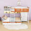 Lit superposé simple au-dessus de 2 tiroirs en bois 2 tiroirs avec garde-robe, tablettes et éclairage DEL