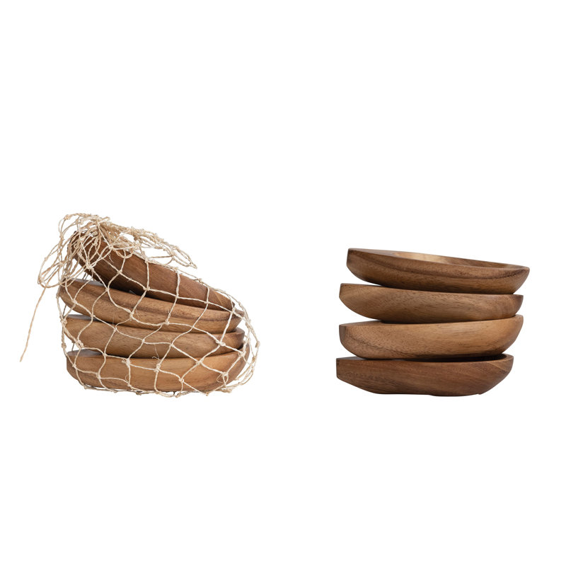 Almond Shaped Acacia Wood Trays