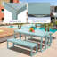 Ensemble repas d'extérieur en métal 63 po avec table rectangulaire et bancs Aoodor-67211275
