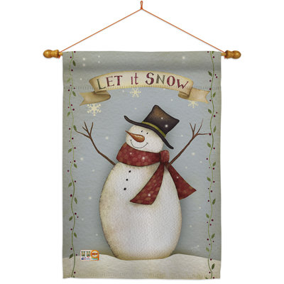 "Let It Snow Happy bonhomme de neige" 2 faces polyester 40 x 28 " Ensemble de drapeaux