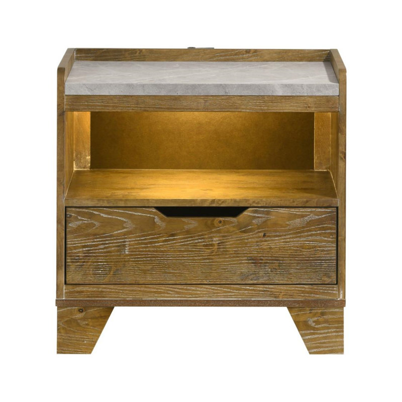 Table de chevet à 1 tiroir avec port USB Mikequan