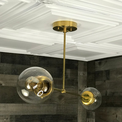 Plafonnier suspendu Mid-Century lustre 2 ampoules Shediac